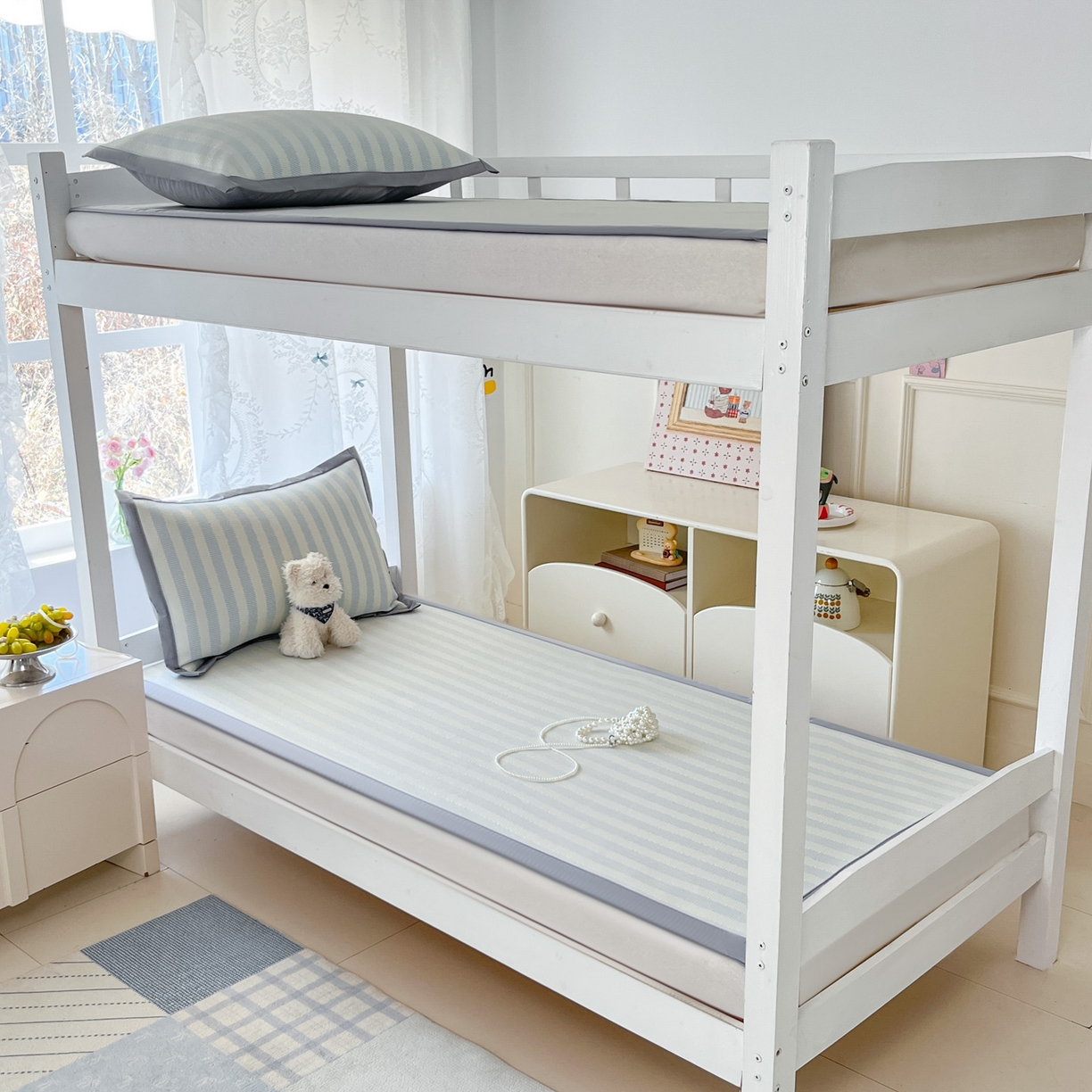 91家纺网 家纺一手货源 找家纺 川悦生活 2026新款凉感凉豆豆学生宿舍软席 甜心-水蓝