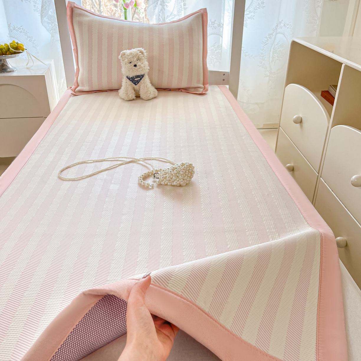 91家纺网 家纺一手货源 找家纺 川悦生活 2026新款凉感凉豆豆学生宿舍软席 甜心-奶粉