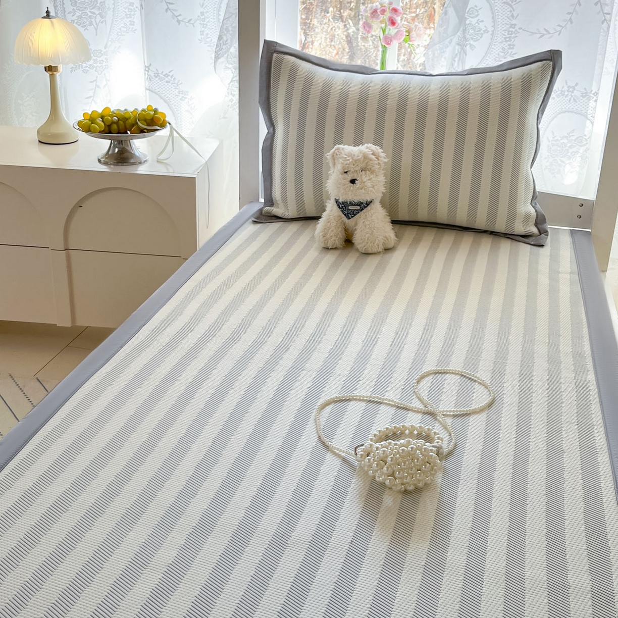 91家纺网 家纺一手货源 找家纺 川悦生活 2026新款凉感凉豆豆学生宿舍软席 甜心-月灰