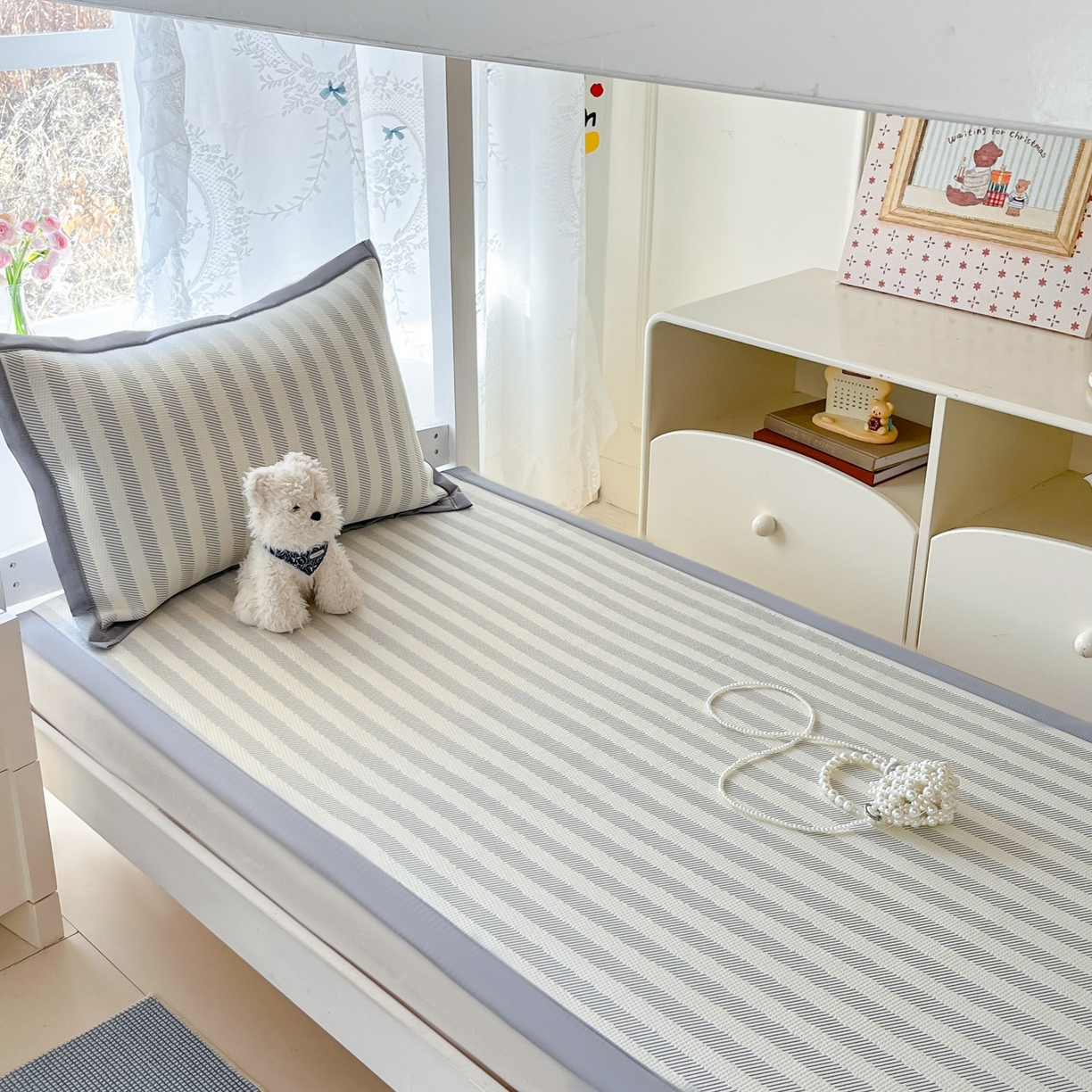 91家纺网 家纺一手货源 找家纺 川悦生活 2026新款凉感凉豆豆学生宿舍软席 甜心-月灰