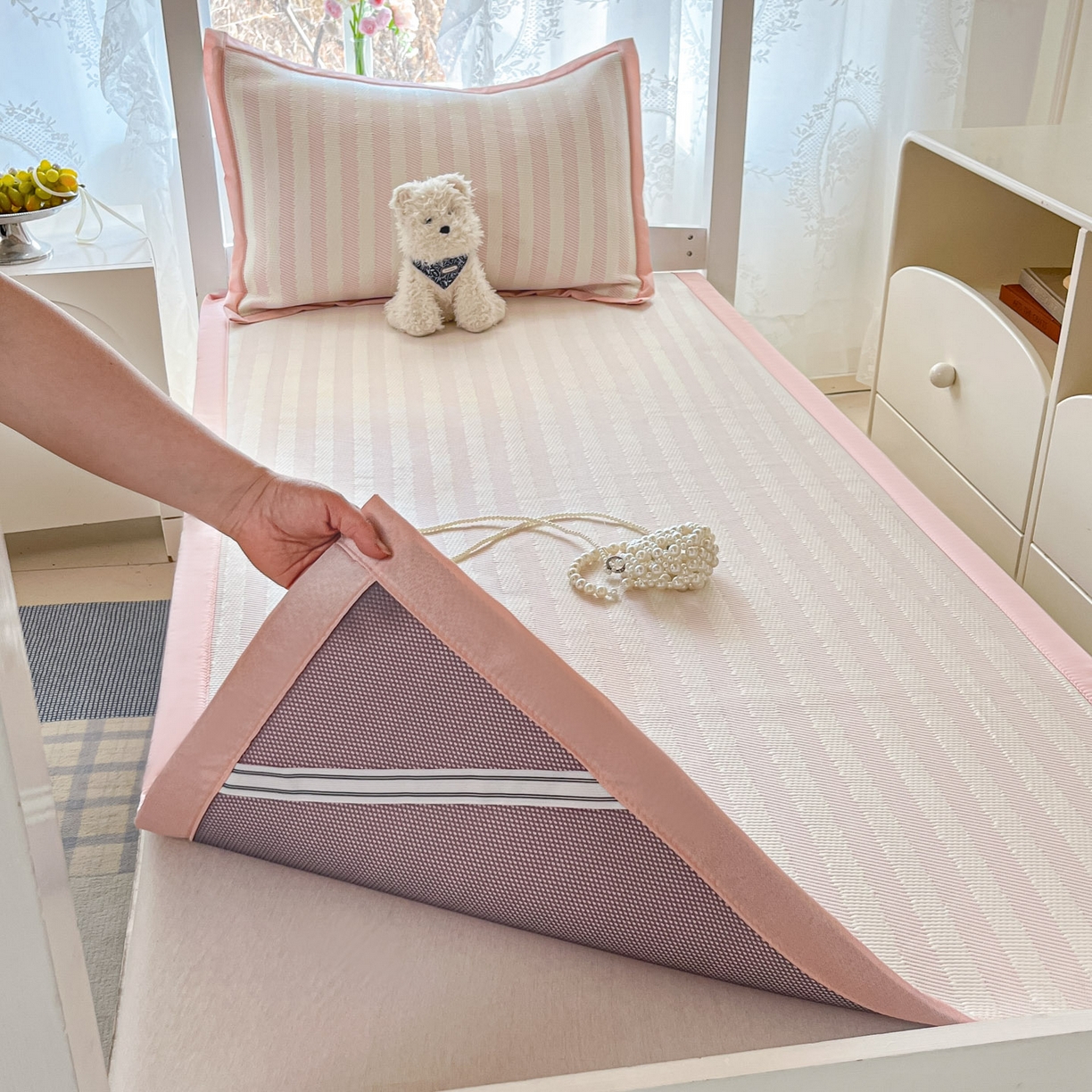 91家纺网 家纺一手货源 找家纺 川悦生活 2026新款凉感凉豆豆学生宿舍软席 甜心-奶粉