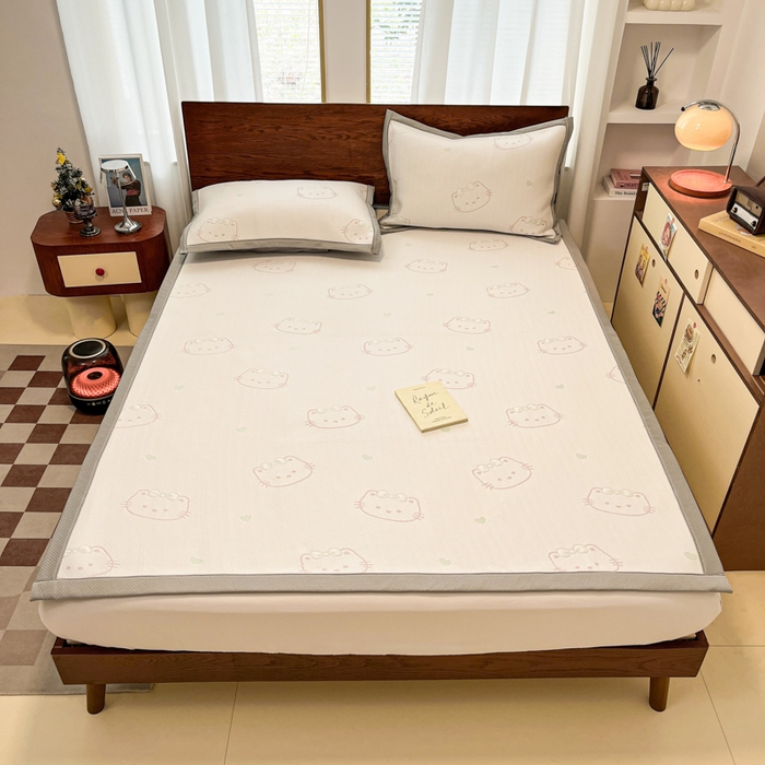 91家纺网 家纺一手货源 找家纺 （总）川悦生活 2026新款PE凉感提花豆豆席平铺款三件套