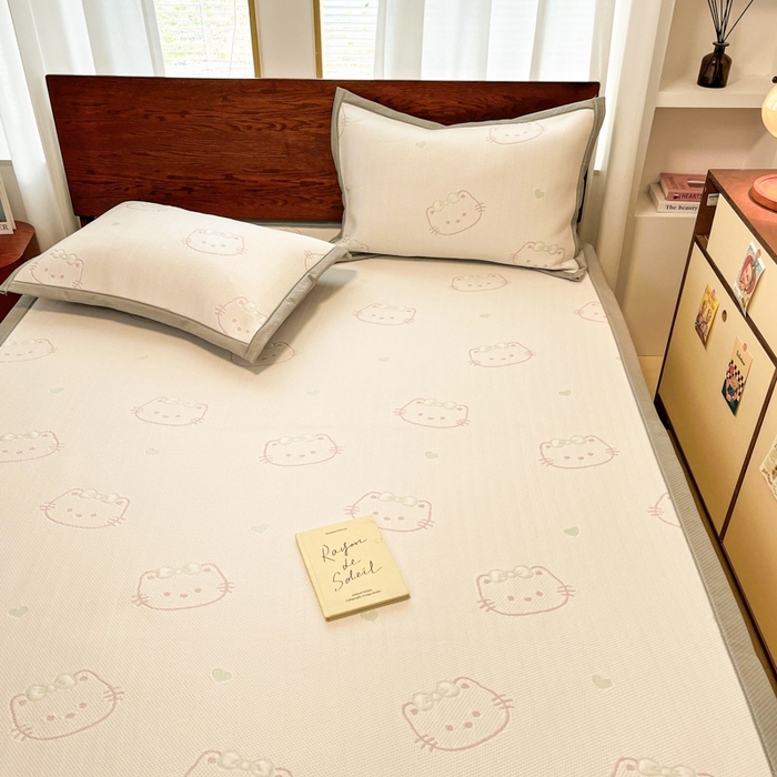 91家纺网 家纺一手货源 找家纺 （总）川悦生活 2026新款PE凉感提花豆豆席平铺款三件套