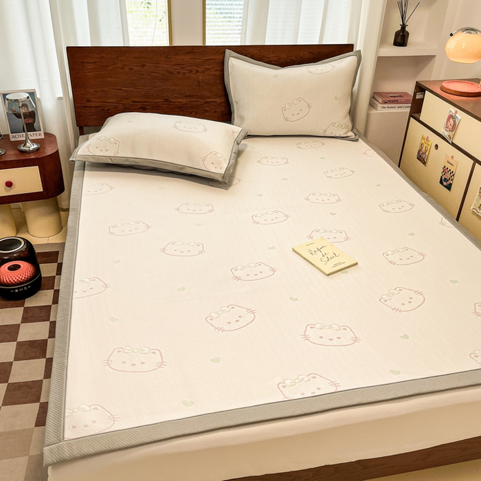 91家纺网 家纺一手货源 找家纺 （总）川悦生活 2026新款PE凉感提花豆豆席平铺款三件套