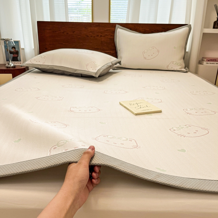 91家纺网 家纺一手货源 找家纺 （总）川悦生活 2026新款PE凉感提花豆豆席平铺款三件套