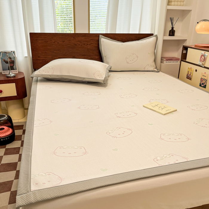 91家纺网 家纺一手货源 找家纺 （总）川悦生活 2026新款PE凉感提花豆豆席平铺款三件套