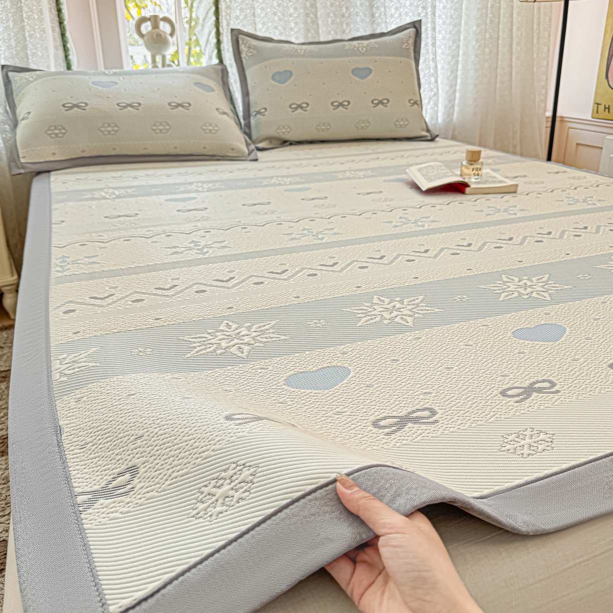 91家纺网 家纺一手货源 找家纺 （总）川悦生活 2026新款PE凉感提花豆豆席平铺款三件套