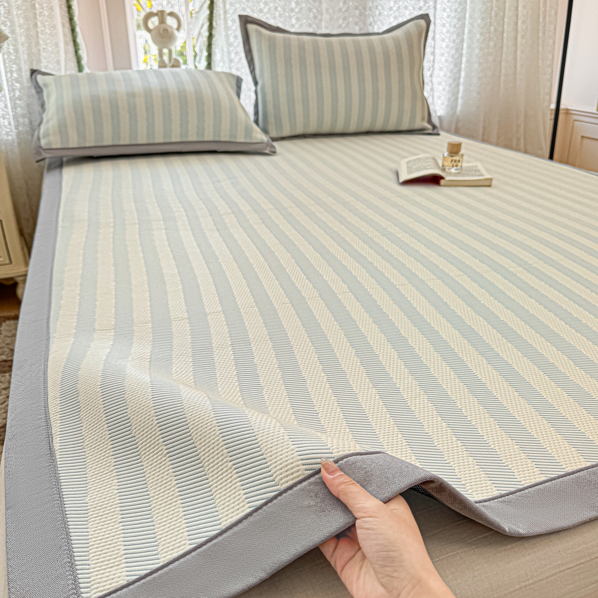 91家纺网 家纺一手货源 找家纺 （总）川悦生活 2026新款PE凉感提花豆豆席平铺款三件套