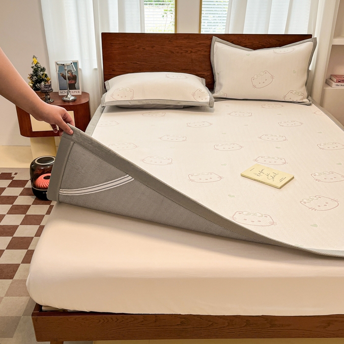 91家纺网 家纺一手货源 找家纺 （总）川悦生活 2026新款PE凉感提花豆豆席平铺款三件套