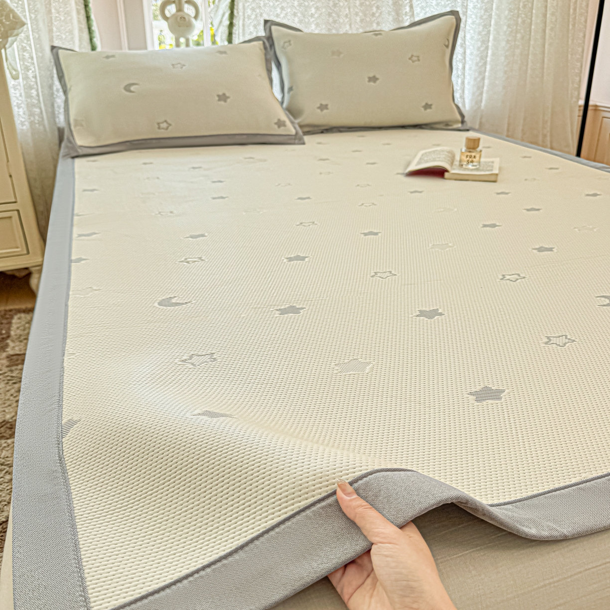 91家纺网 家纺一手货源 找家纺 （总）川悦生活 2026新款PE凉感提花豆豆席平铺款三件套