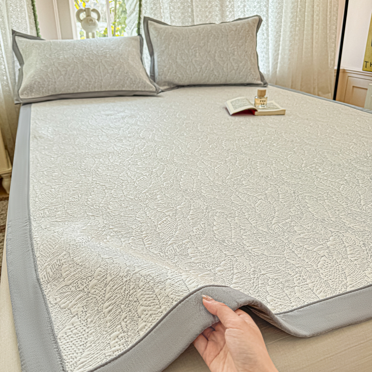 91家纺网 家纺一手货源 找家纺 （总）川悦生活 2026新款PE凉感提花豆豆席平铺款三件套