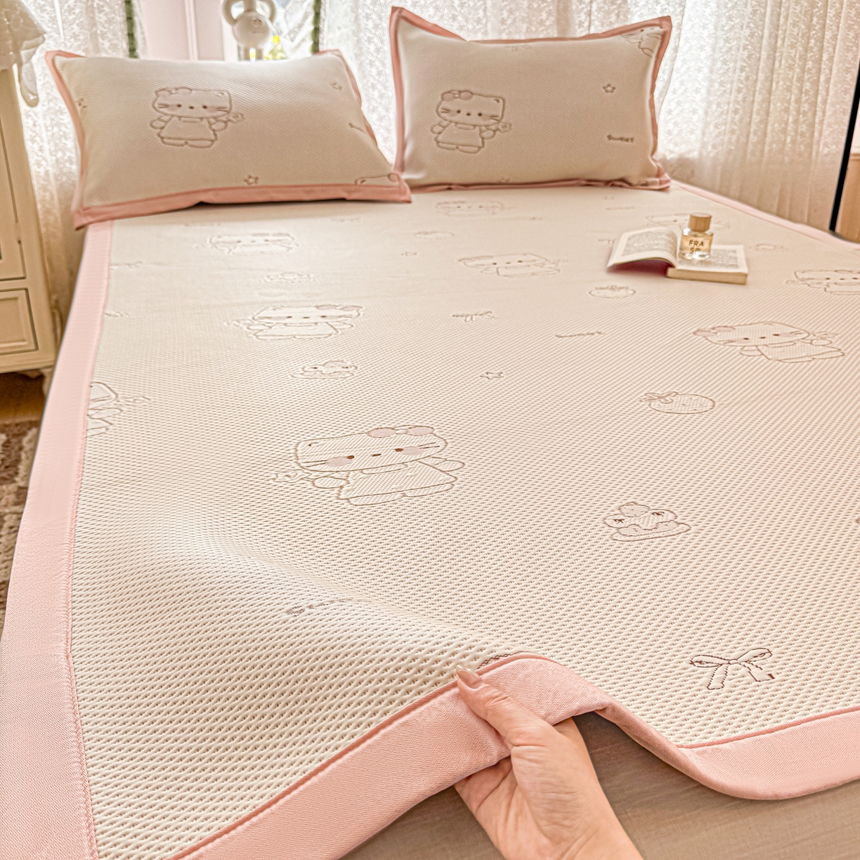 91家纺网 家纺一手货源 找家纺 （总）川悦生活 2026新款PE凉感提花豆豆席平铺款三件套