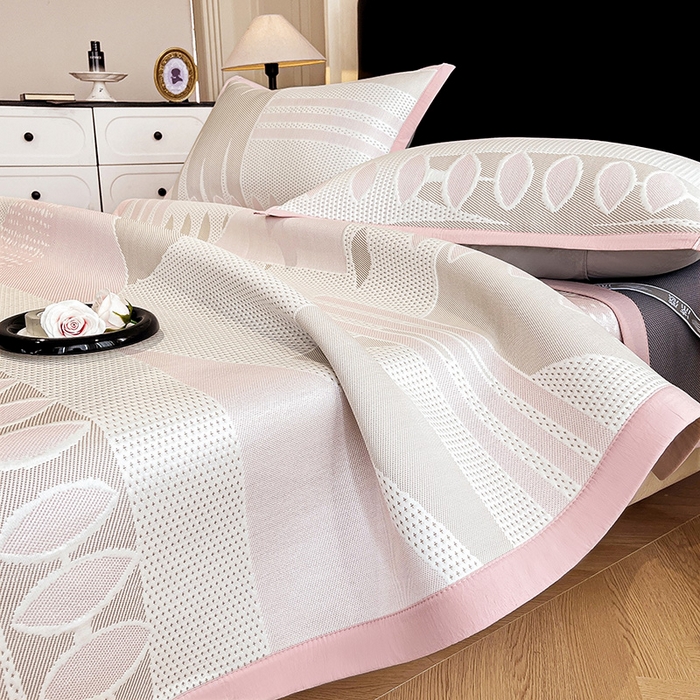 91家纺网 家纺一手货源 找家纺 （总）宜派家纺 2026新款PE凉感丝床笠款凉席三件套-几何