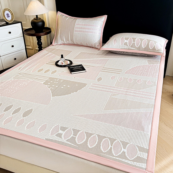 91家纺网 家纺一手货源 找家纺 （总）宜派家纺 2026新款PE凉感丝床笠款凉席三件套-几何