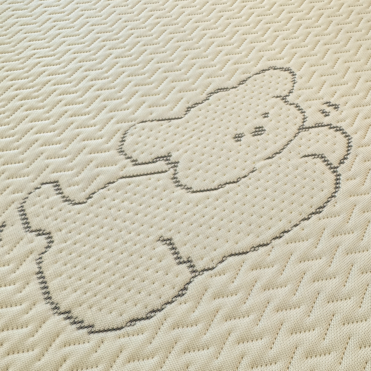 91家纺网 家纺一手货源 找家纺 川悦生活 2026新款PE凉感提花豆豆席平铺款三件套 朴朴小旺