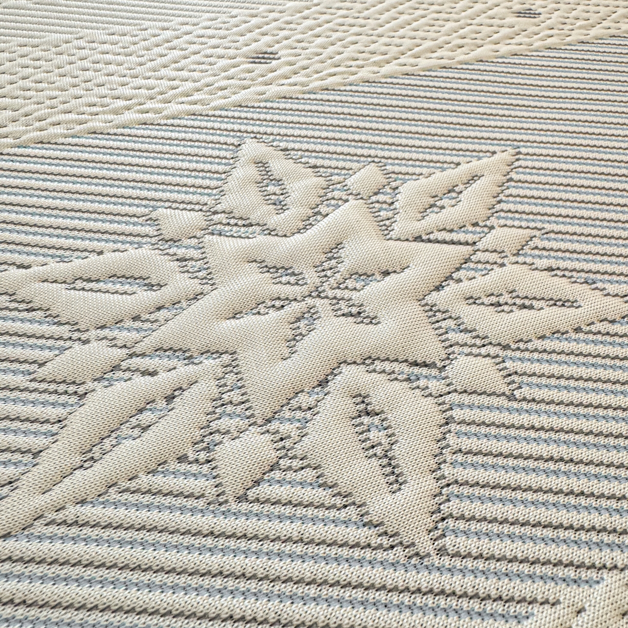 91家纺网 家纺一手货源 找家纺 川悦生活 2026新款PE凉感提花豆豆席平铺款三件套 费尔冰雪