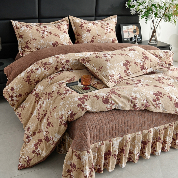 91家纺网 家纺一手货源 找家纺 星窝 2023新款兔毛绒四件套 典雅绿色