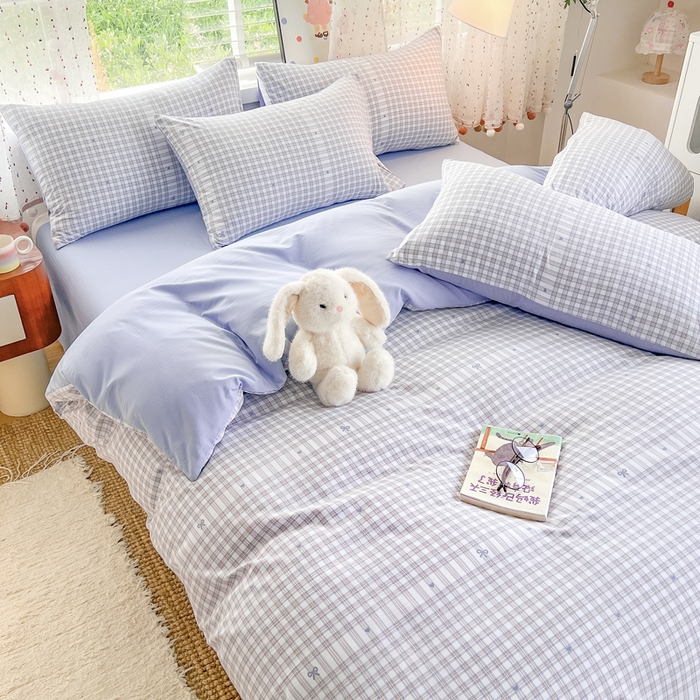 91家纺网 家纺一手货源 找家纺 简冠家纺 2026新款仿棉水洗棉四件套 心海