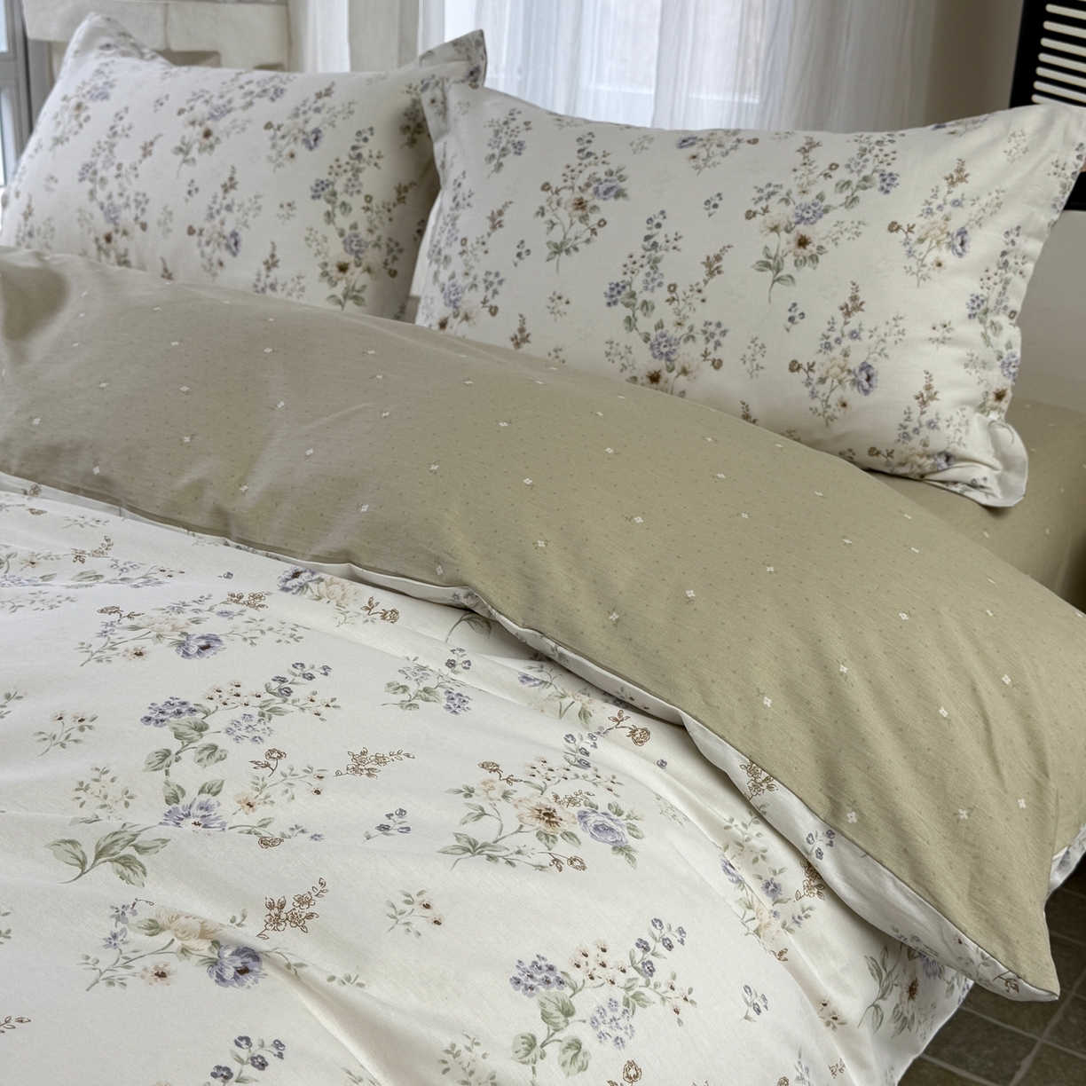 91家纺网 家纺一手货源 找家纺 美丽坊 2026新款跨境外贸爆款高支数高密度全棉纯棉四件套 晨间诗集