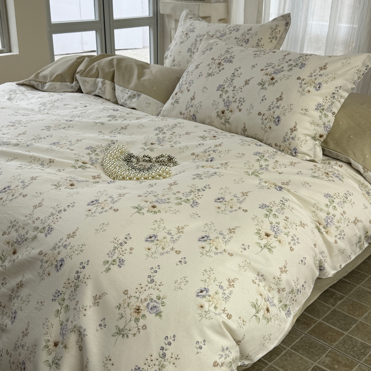 91家纺网 家纺一手货源 找家纺 美丽坊 2026新款跨境外贸爆款高支数高密度全棉纯棉四件套 晨间诗集