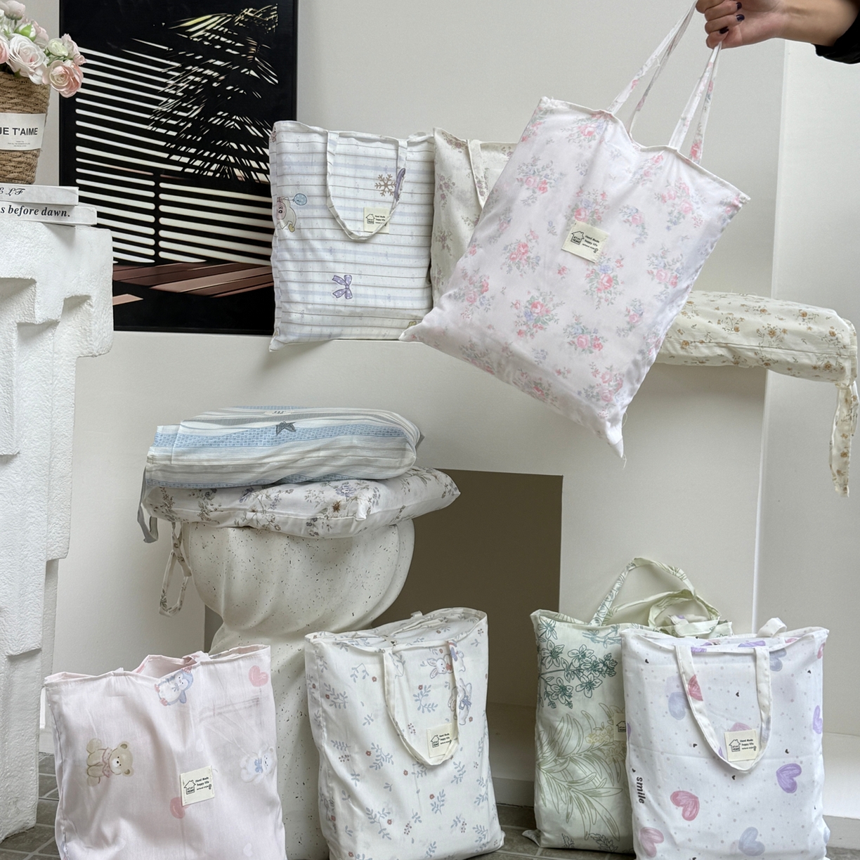 91家纺网 家纺一手货源 找家纺 美丽坊 2026新款跨境外贸爆款高支数高密度全棉纯棉四件套 粉妆