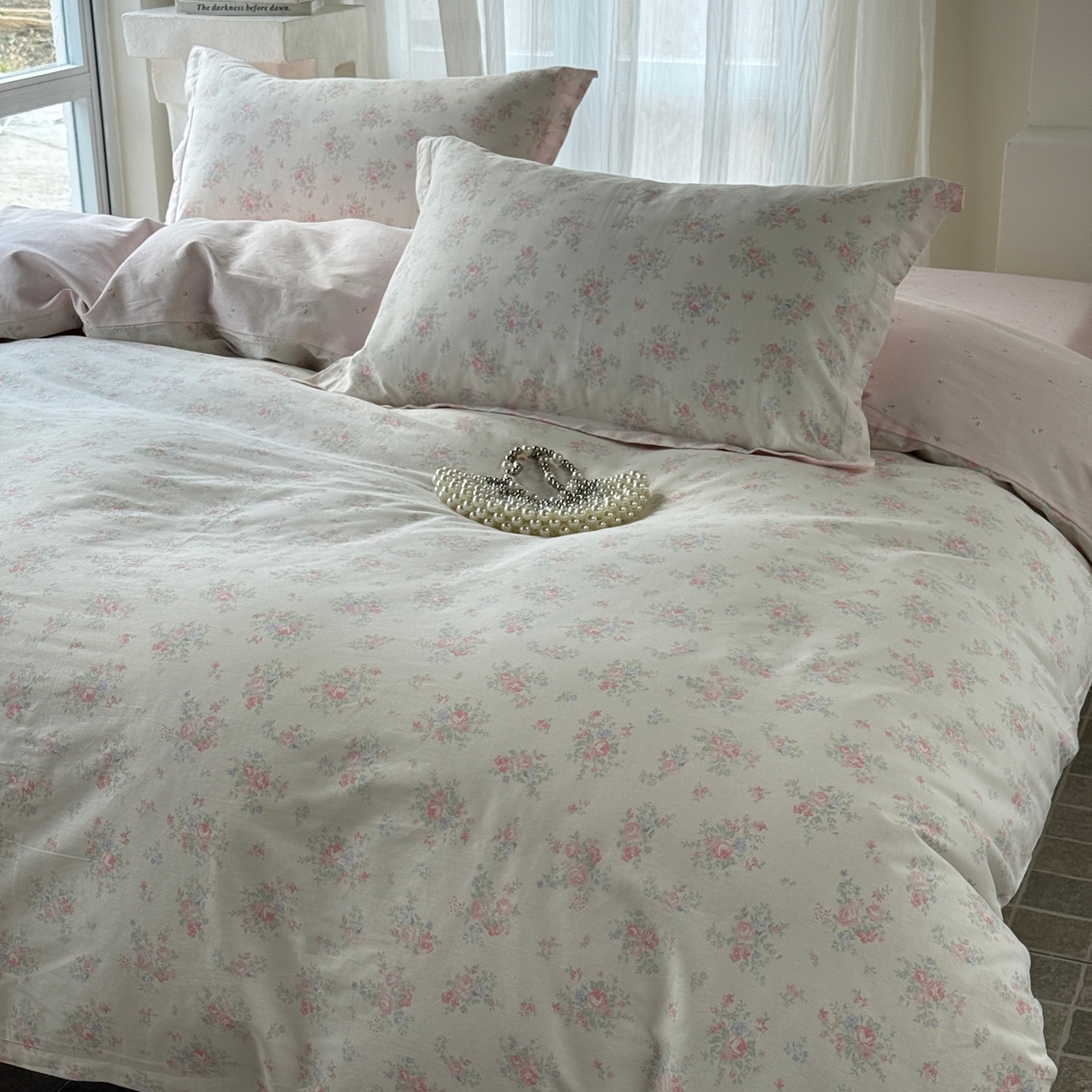 91家纺网 家纺一手货源 找家纺 美丽坊 2026新款跨境外贸爆款高支数高密度全棉纯棉四件套 粉妆