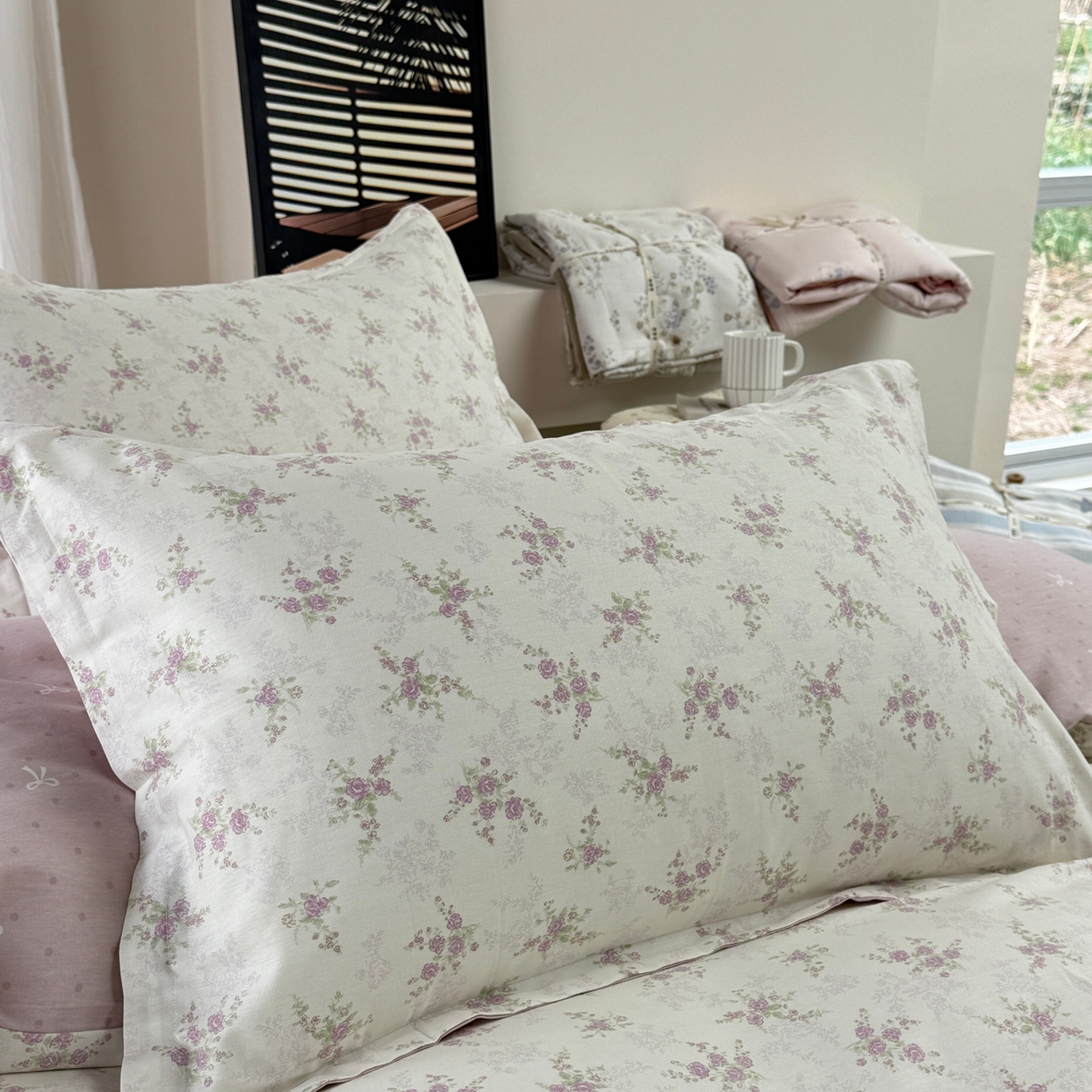 91家纺网 家纺一手货源 找家纺 美丽坊 2026新款跨境外贸爆款高支数高密度全棉纯棉四件套 暮紫流云