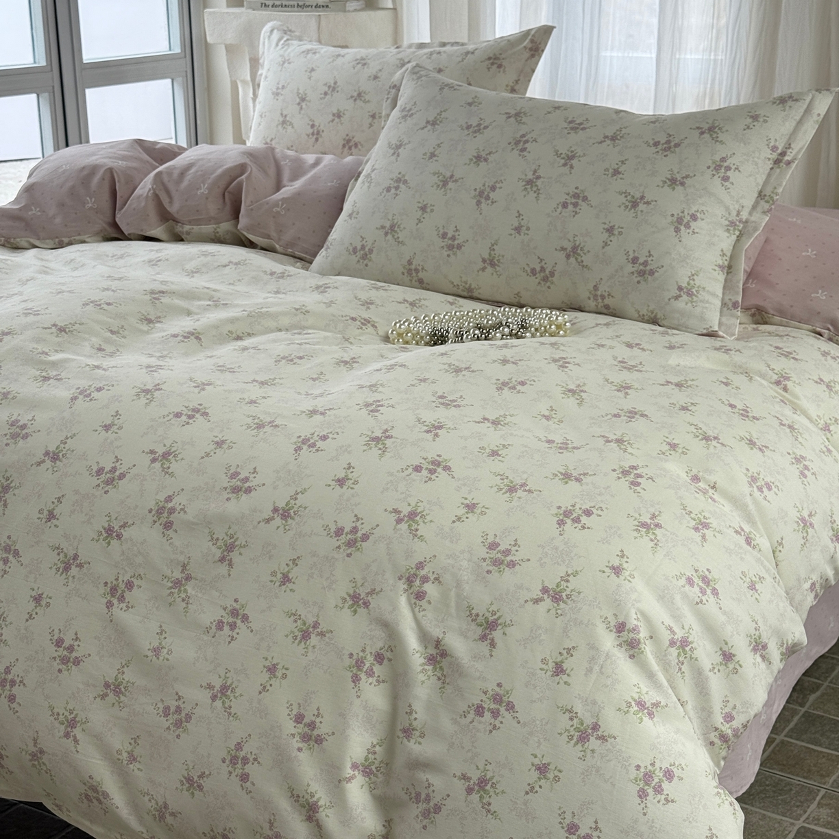 91家纺网 家纺一手货源 找家纺 美丽坊 2026新款跨境外贸爆款高支数高密度全棉纯棉四件套 暮紫流云