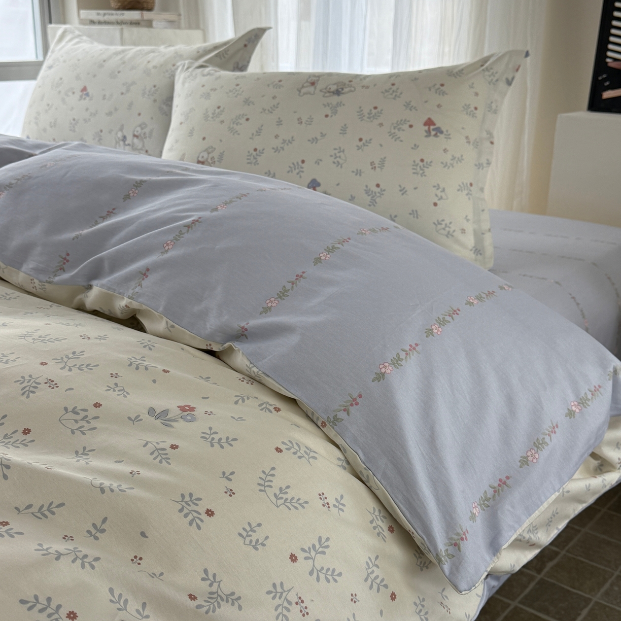 美丽坊 2026新款跨境外贸爆款高支数高密度全棉纯棉四件套 妮可兔