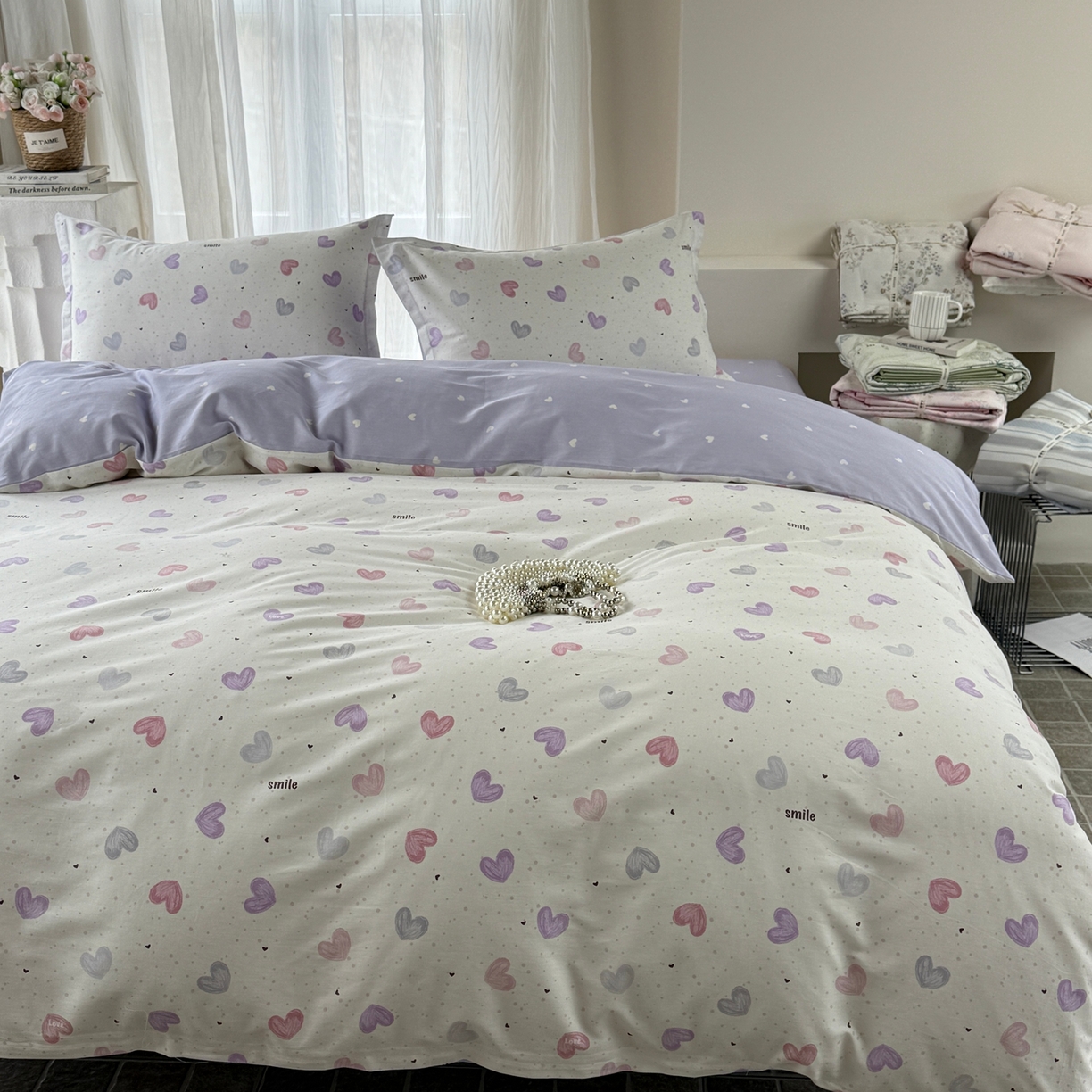 91家纺网 家纺一手货源 找家纺 美丽坊 2026新款跨境外贸爆款高支数高密度全棉纯棉四件套 私藏浪漫