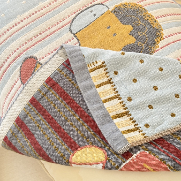 91家纺网 家纺一手货源 找家纺 乐家毛巾被（工厂自产自销） 2026新款全棉A类母婴级卡通软绵绵系列枕巾隔汗巾 欢乐木马