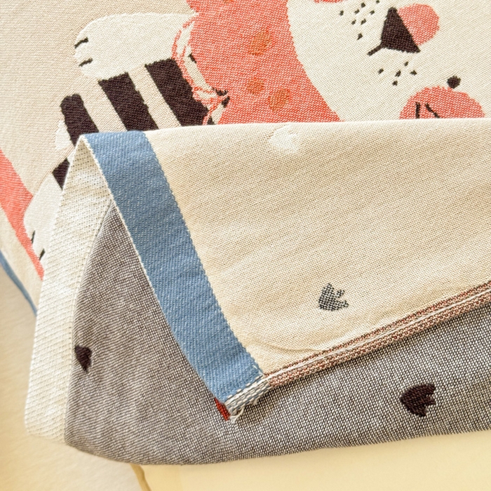 91家纺网 家纺一手货源 找家纺 乐家毛巾被（工厂自产自销） 2026新款全棉A类母婴级卡通软绵绵系列枕巾隔汗巾 萌宠粉狮