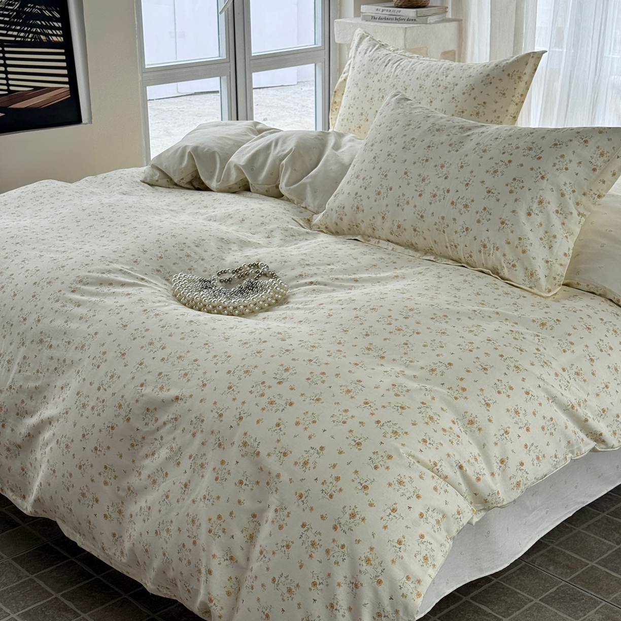 91家纺网 家纺一手货源 找家纺 美丽坊 2026新款跨境外贸爆款高支数高密度全棉纯棉四件套 微风花园