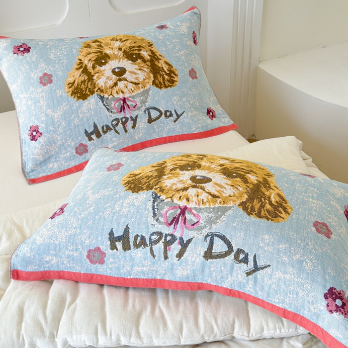 乐家毛巾被（工厂自产自销） 2026新款全棉A类母婴级卡通软绵绵系列枕巾隔汗巾 萌宠happy