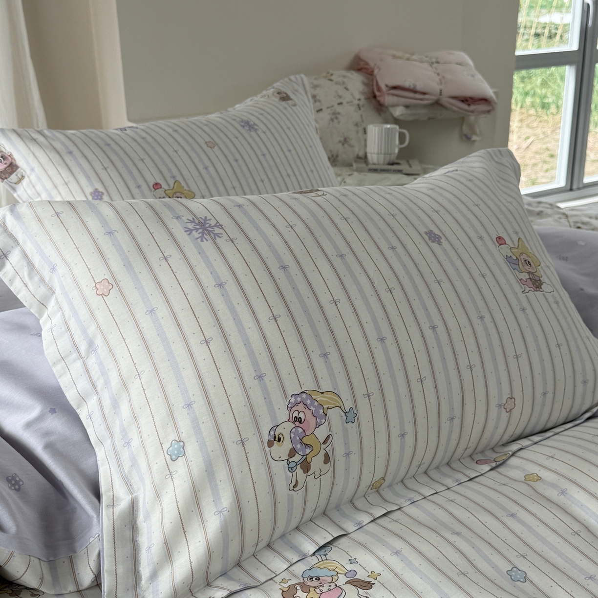 91家纺网 家纺一手货源 找家纺 美丽坊 2026新款跨境外贸爆款高支数高密度全棉纯棉四件套 星星木马