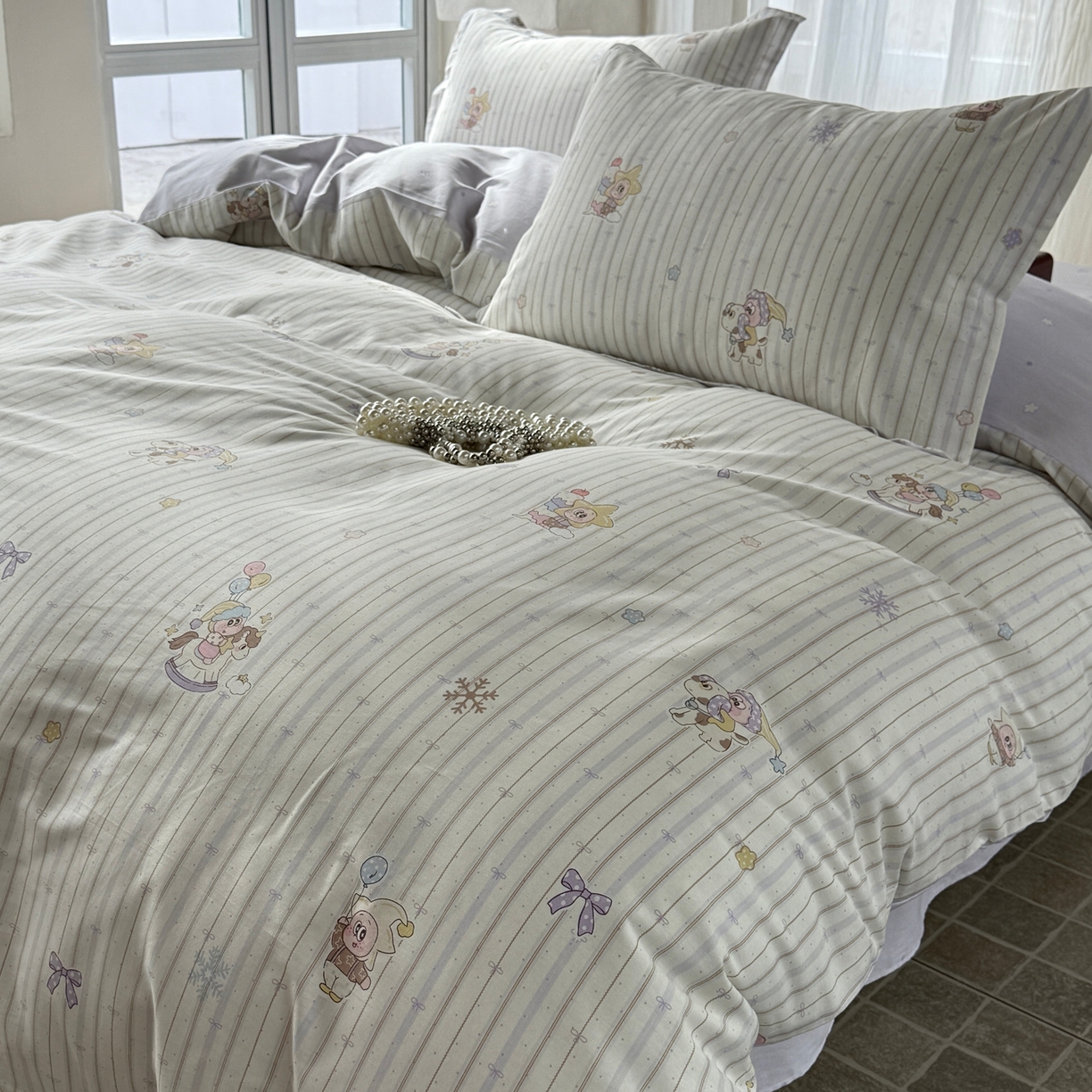 91家纺网 家纺一手货源 找家纺 美丽坊 2026新款跨境外贸爆款高支数高密度全棉纯棉四件套 星星木马