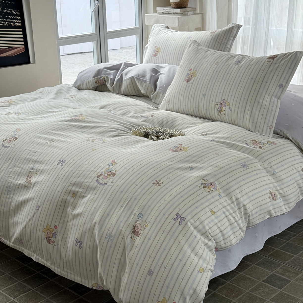 91家纺网 家纺一手货源 找家纺 美丽坊 2026新款跨境外贸爆款高支数高密度全棉纯棉四件套 星星木马