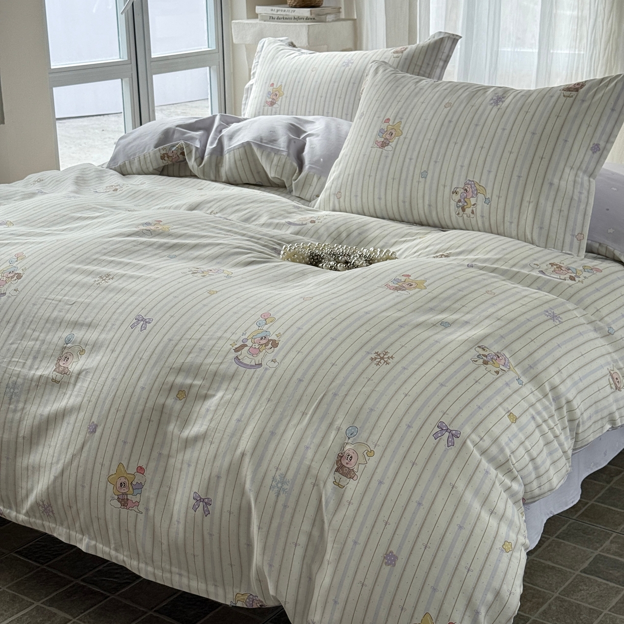 91家纺网 家纺一手货源 找家纺 美丽坊 2026新款跨境外贸爆款高支数高密度全棉纯棉四件套 星星木马