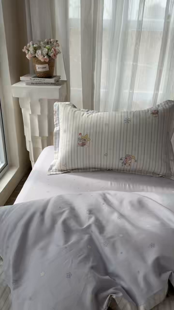91家纺网 家纺一手货源 找家纺 美丽坊 2026新款跨境外贸爆款高支数高密度全棉纯棉四件套 星星木马