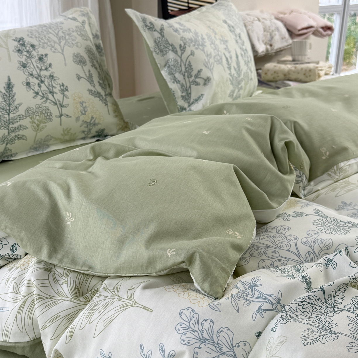 91家纺网 家纺一手货源 找家纺 美丽坊 2026新款跨境外贸爆款高支数高密度全棉纯棉四件套 在林间