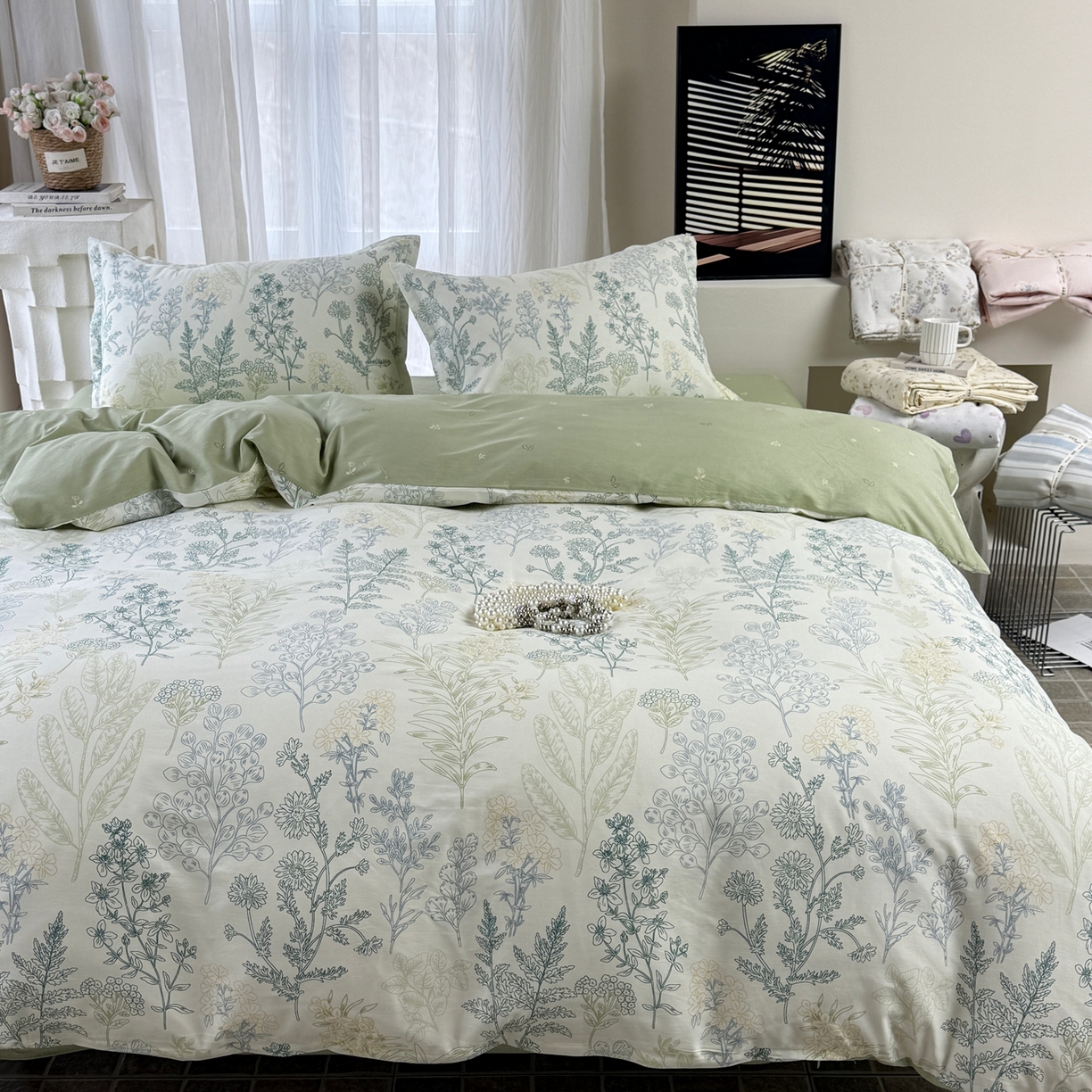 91家纺网 家纺一手货源 找家纺 美丽坊 2026新款跨境外贸爆款高支数高密度全棉纯棉四件套 在林间