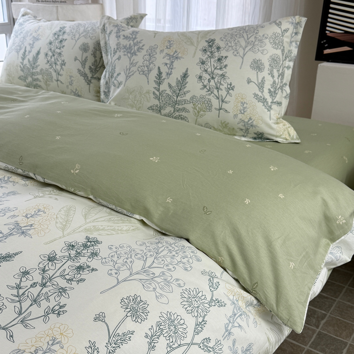 91家纺网 家纺一手货源 找家纺 美丽坊 2026新款跨境外贸爆款高支数高密度全棉纯棉四件套 在林间