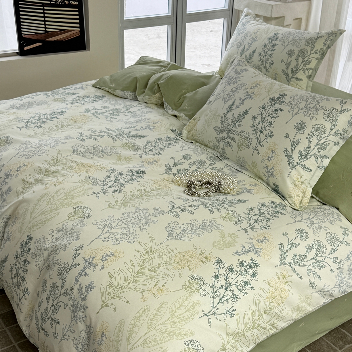 91家纺网 家纺一手货源 找家纺 美丽坊 2026新款跨境外贸爆款高支数高密度全棉纯棉四件套 在林间