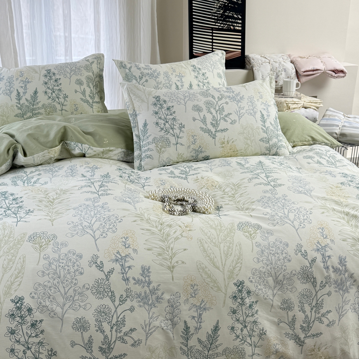 91家纺网 家纺一手货源 找家纺 美丽坊 2026新款跨境外贸爆款高支数高密度全棉纯棉四件套 在林间