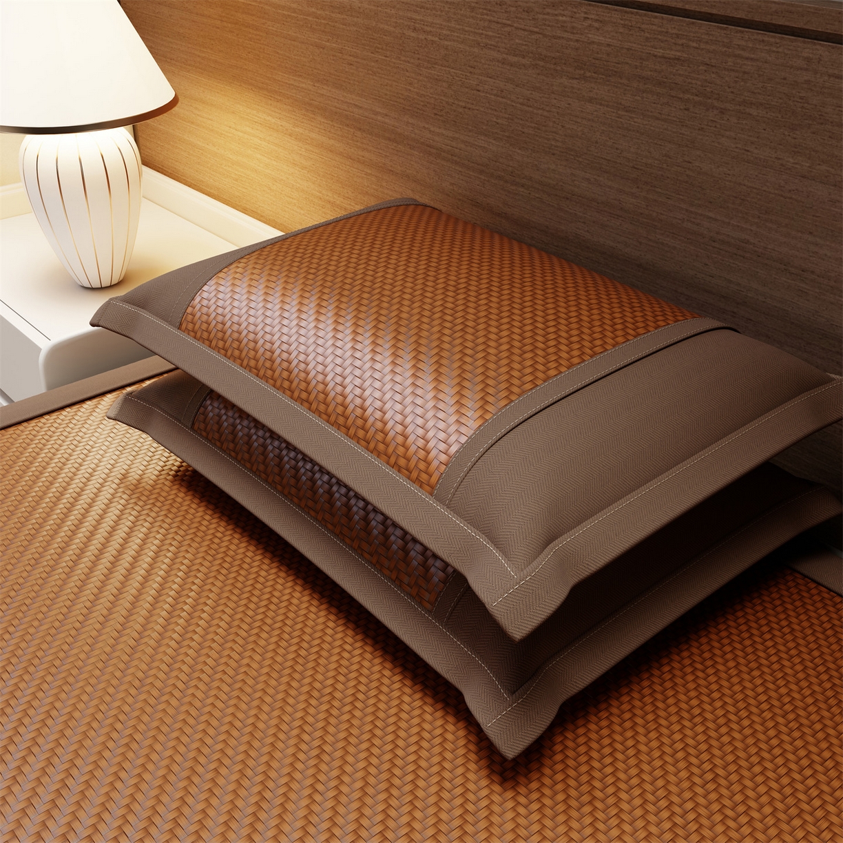 91家纺网 家纺一手货源 找家纺 鑫姿席业 2026春夏新款江南-PE凉感席凉席席子 江南-咖