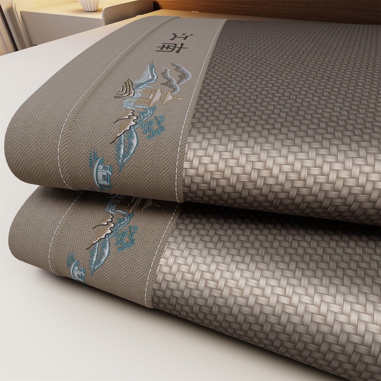 91家纺网 家纺一手货源 找家纺 鑫姿席业 2026春夏新款江南-PE凉感席凉席席子 江南-灰