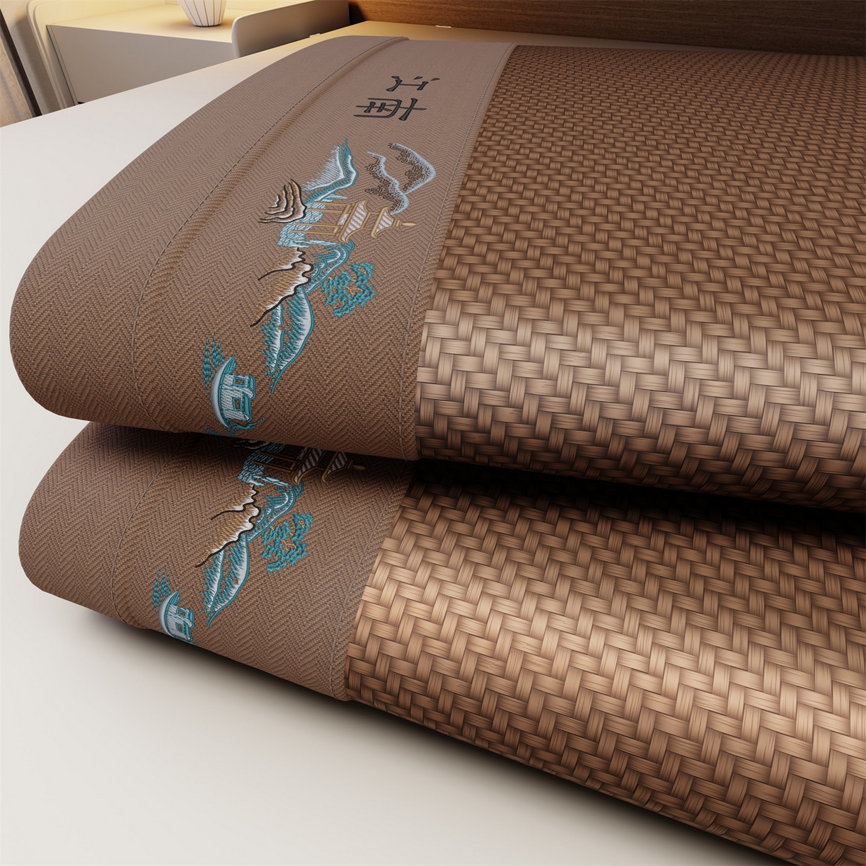 91家纺网 家纺一手货源 找家纺 鑫姿席业 2026春夏新款江南-PE凉感席凉席席子 江南-巧克力色