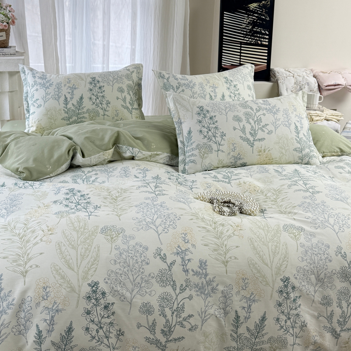 91家纺网 家纺一手货源 找家纺 美丽坊 2026新款跨境外贸爆款高支数高密度全棉纯棉四件套 在林间