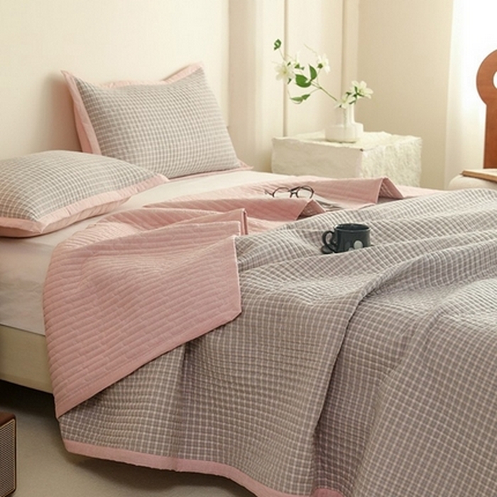 91家纺网 家纺一手货源 找家纺 （总）仰望棉麻双层纱供应链 2026新款全棉纯棉色织水洗棉床盖三四件套