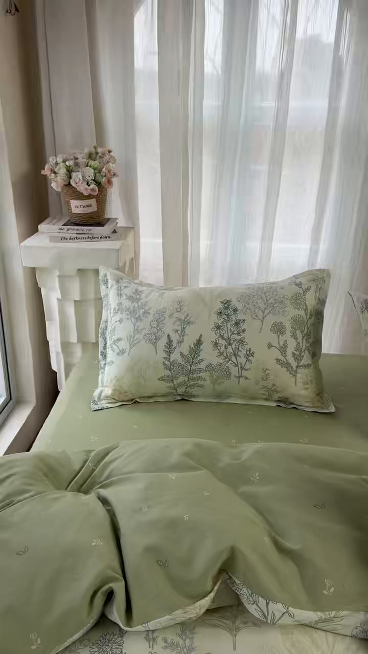 91家纺网 家纺一手货源 找家纺 美丽坊 2026新款跨境外贸爆款高支数高密度全棉纯棉四件套 在林间